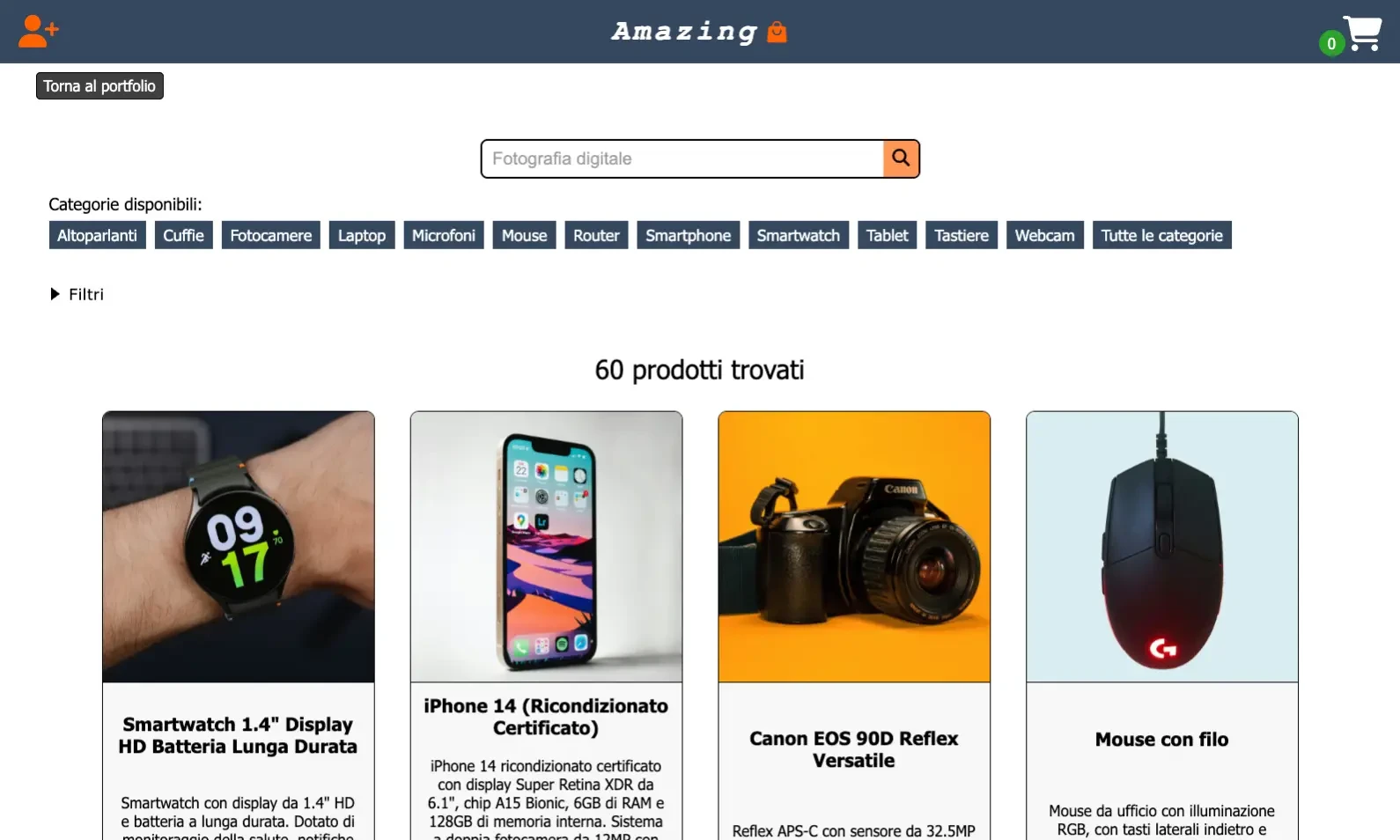 Anteprima del progetto e-commerce